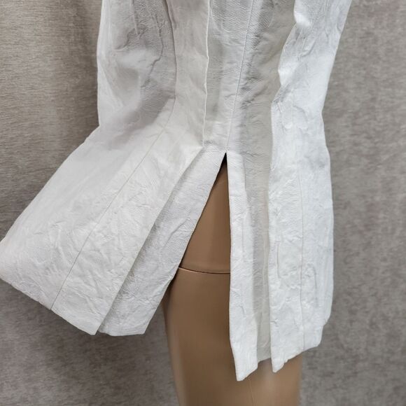 CO Collections Elegant White Sleeveless Top Cotton Linen Italian Fabric Luxury - Picture 4 of 13